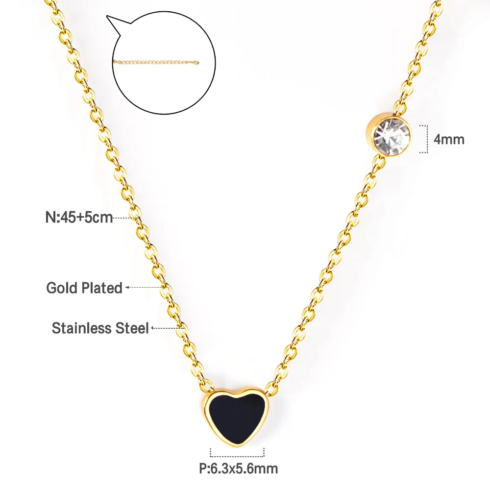 LUXUKISSKIDS Red Heart Pendant With Crystal Stainless Steel Chain Necklace For Girls Fashion Party Jewellry Accessories 2021 Hot