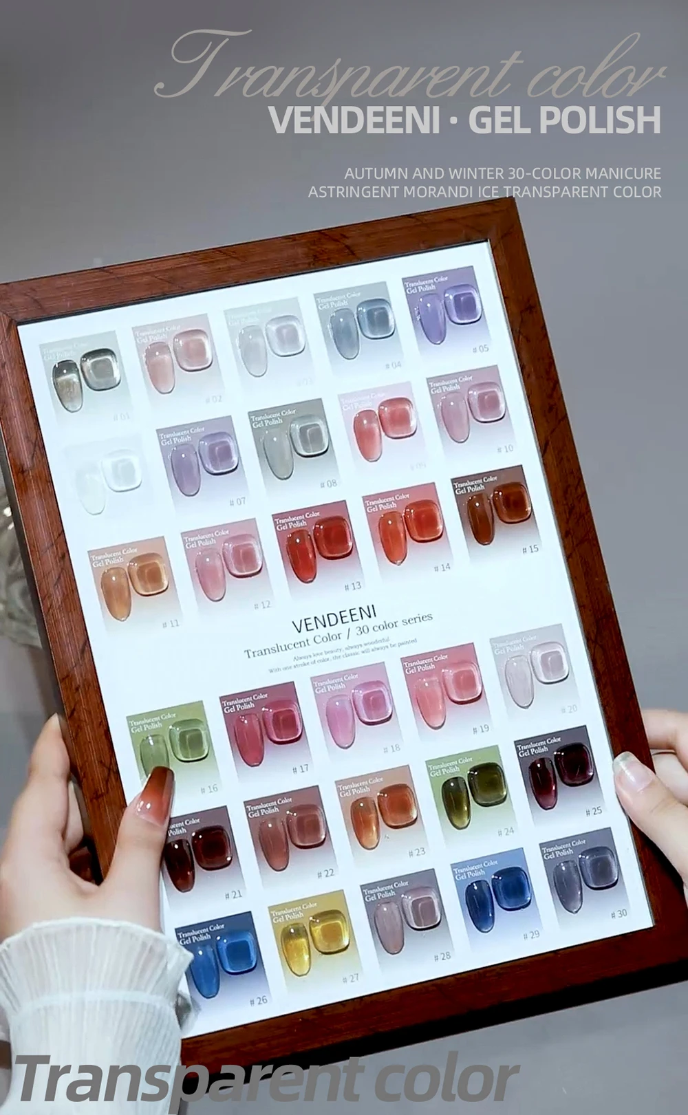 Vendeeni 30 Farben Transparenter Gel-Nagellack, Dirty Color Jelly UV Soak Off Gel-Lack, Ice Through Jade Nail Art Gel-Lack – Detail 11