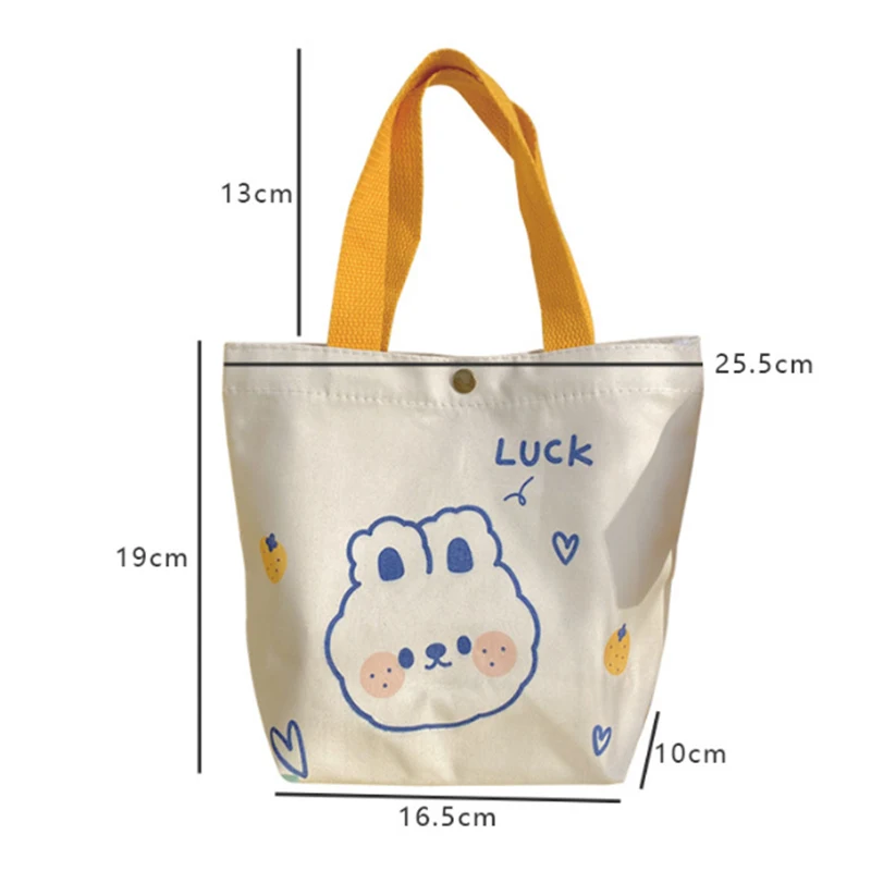 Canvas bag cute cartoon pattern simple shoulder bag large capacity versatile family storage bag supermarket shopping tote bag