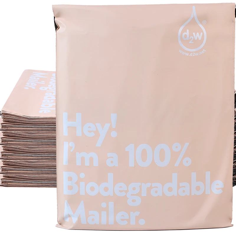 50pcs Beige100% D2W Biodegradable Courier Bag Organizer Eco Courier Mail Bags Poly Mailers Seal Mailing Envelope Delivery Bag