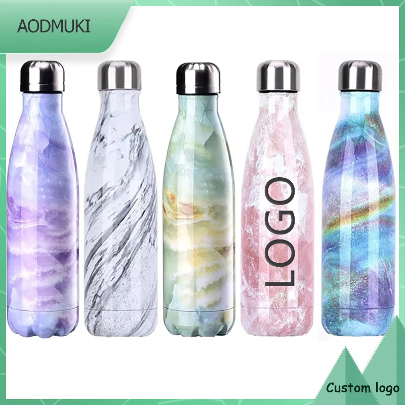 

Personalized Customization Custom Logo 500Ml Marble Texture Stainless Steel Water Thermos Bottle Insulated Vacuum Flask Thermo