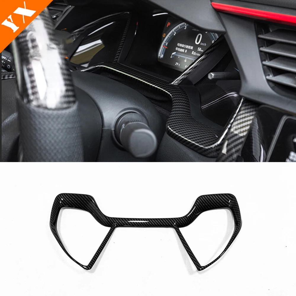LHD For Honda Civic 10th Accessories 2016-2020 ABS Carbon Interior Trim Car gear shift handle knob decor sticker cover 4