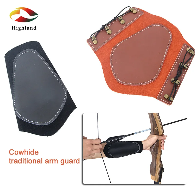Leather Archery Arm Guard for Hunting And Shooting Protection Brown/Black Onion Design Traditional Archery Equipment