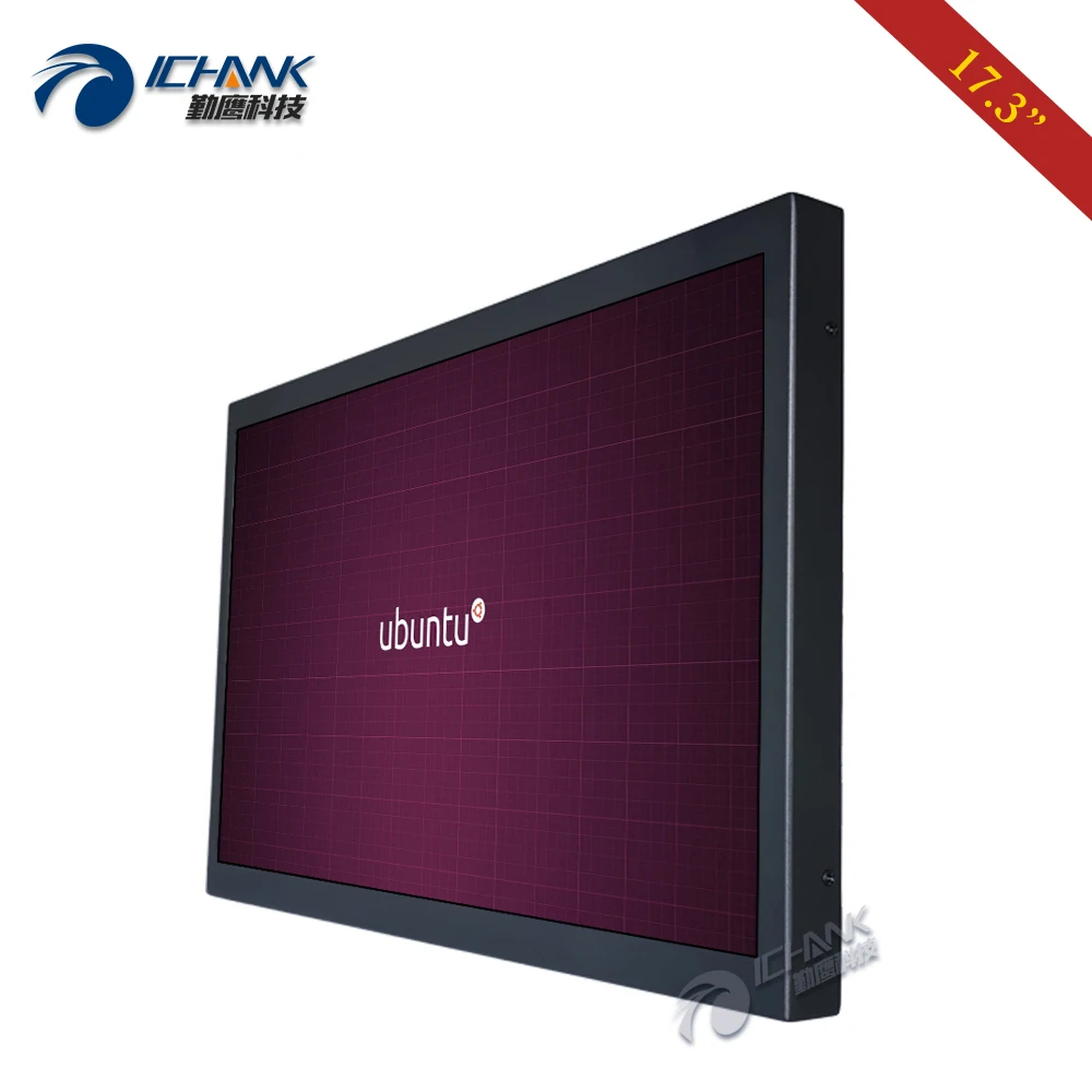 17.3" inch Monitor 1920x1080p 16:9 Widescreen HDMI-in Support Linux Ubuntu Raspbian Debian Touch LCD Screen Display, ZB173TC-59L