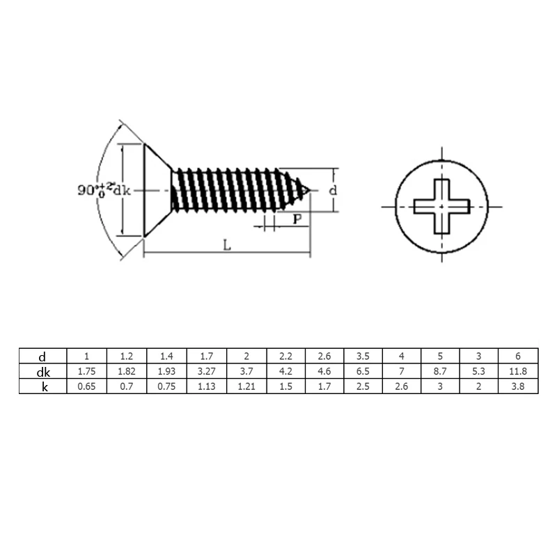 M1 m1.2 m1.4 m1.7 m2 m2.3 m2.6 m3 m4 m5 m6 mini aço inoxidável recessed cabeça plana auto-rosqueamento parafusos parafuso de madeira