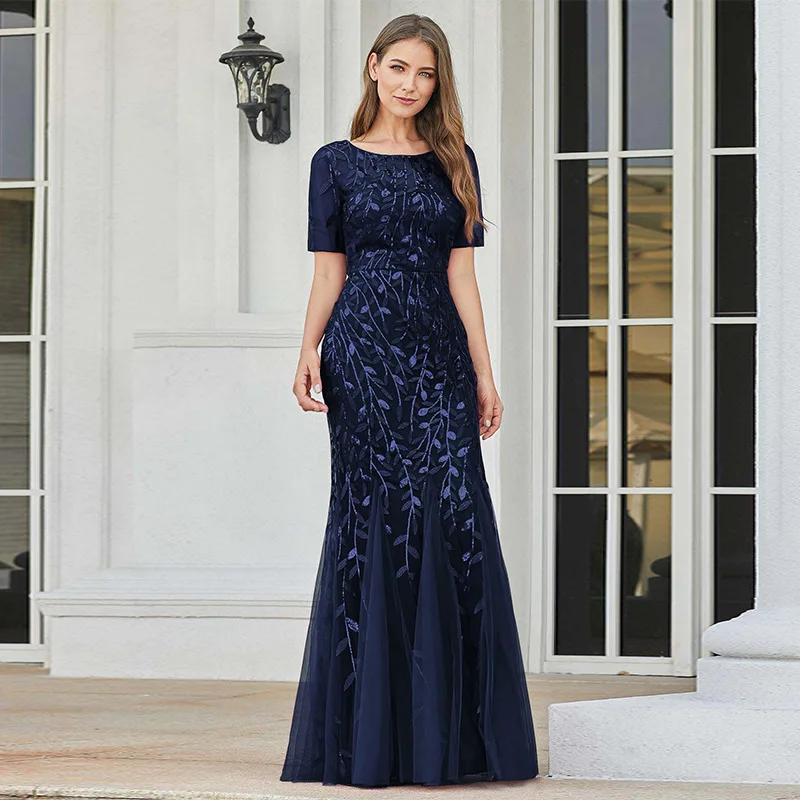 Vestidos de Noche elegantes con lentejuelas de sirena, de fiesta con Apliques de encaje vestido largo, vestido Formal de noche para mujer, vestido de celebridad