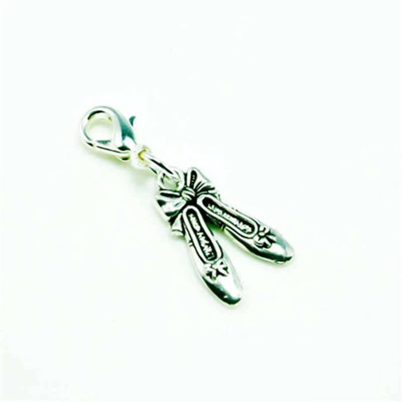 2pcs Ballet Slippers Charm, Ballet Charm for Diy Bracelet, Dance Lover Ballet Shoes Charm, Antique Silver Color Charm