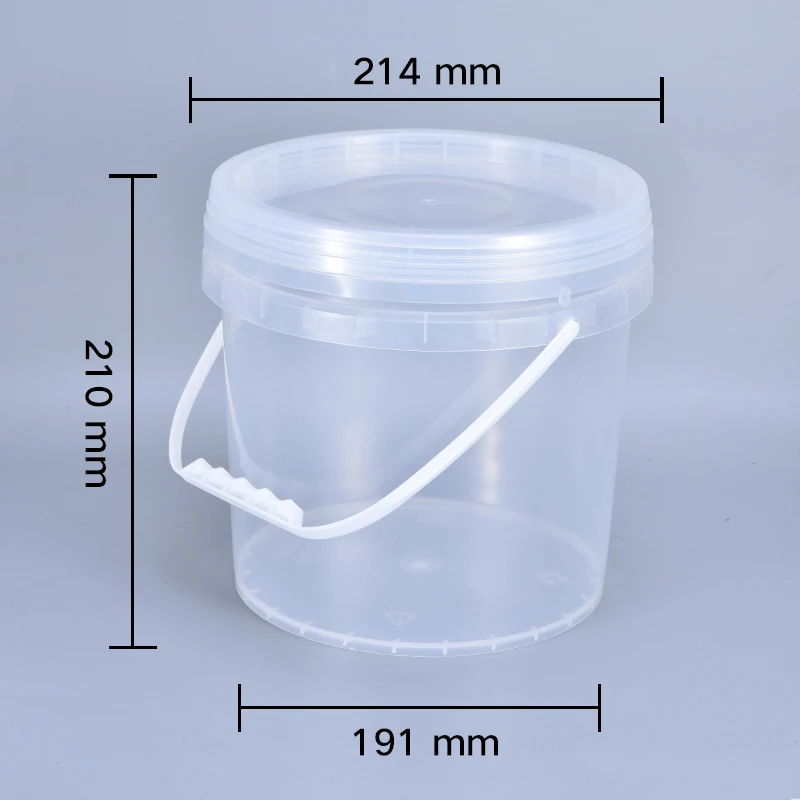 Empty 5L Plastic Bucket with Handle and Lid Leakproof Round storage container Food Grade Polypropylene pail 2PCS