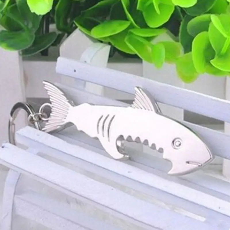 

Wedding Party Favors Metal Shark Shaped Bottle Opener Key Chain Zinc alloy Key Ring Beer Opener LX8225