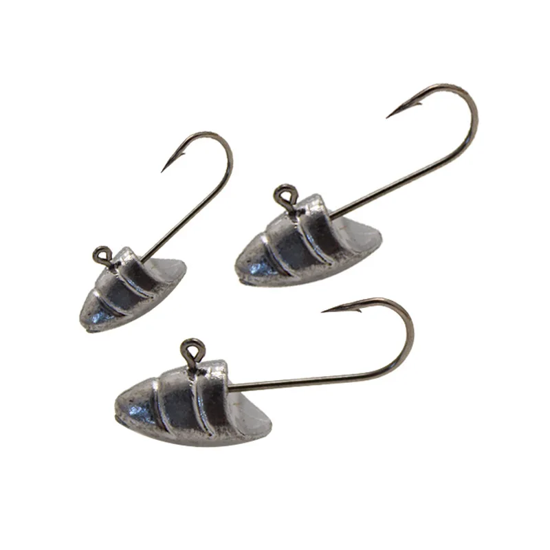 5pcs/Lot Root fishing Lead Head Hook Strengthen blood groove hook for Soft Worm Lure Bait Jig Barbed Single Fishhook Accessories