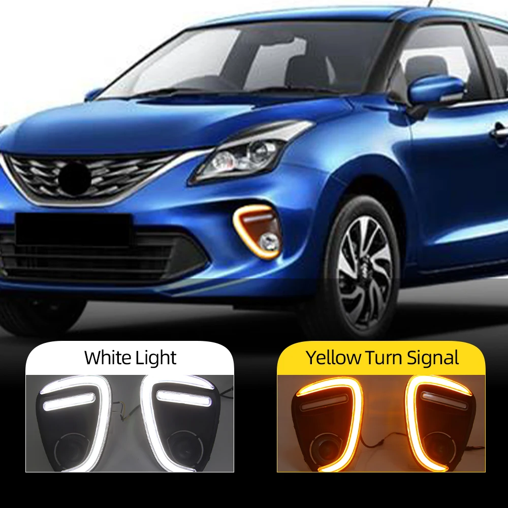 CSCSNL 1Pair Car LED Daytime Running Lights Fog Lamp with yellow turn signal For Suzuki Baleno 2019 2020