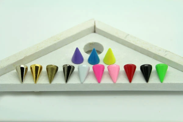 50pcs 7*10mm Bullet Cone Colored Studs And Spikes For Clothes DIY Handcraft Garment Rivets For Leather Bag Shoes tachuelas ropa