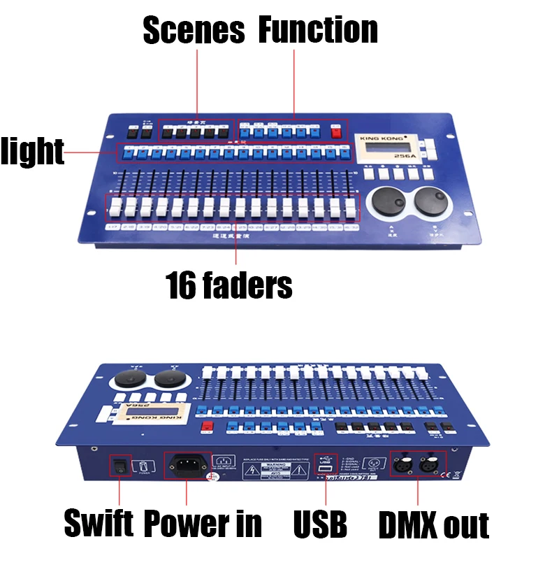 Imagem -05 - Kingkong 256a Controlador com Bulid-no Console Profissional Shapy Dmx 512 Bom Uso para dj Disco Party Led Cabeça Movente