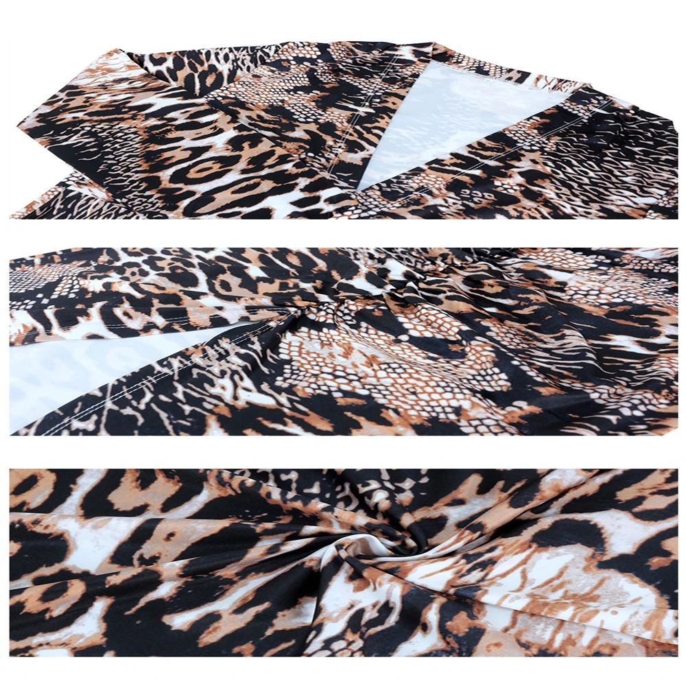 Pdfmily-vestidos de leopardo informales para mujer, Sexy, de calle, escote en V profundo, manga larga, cintura ajustada, Midi, 2020