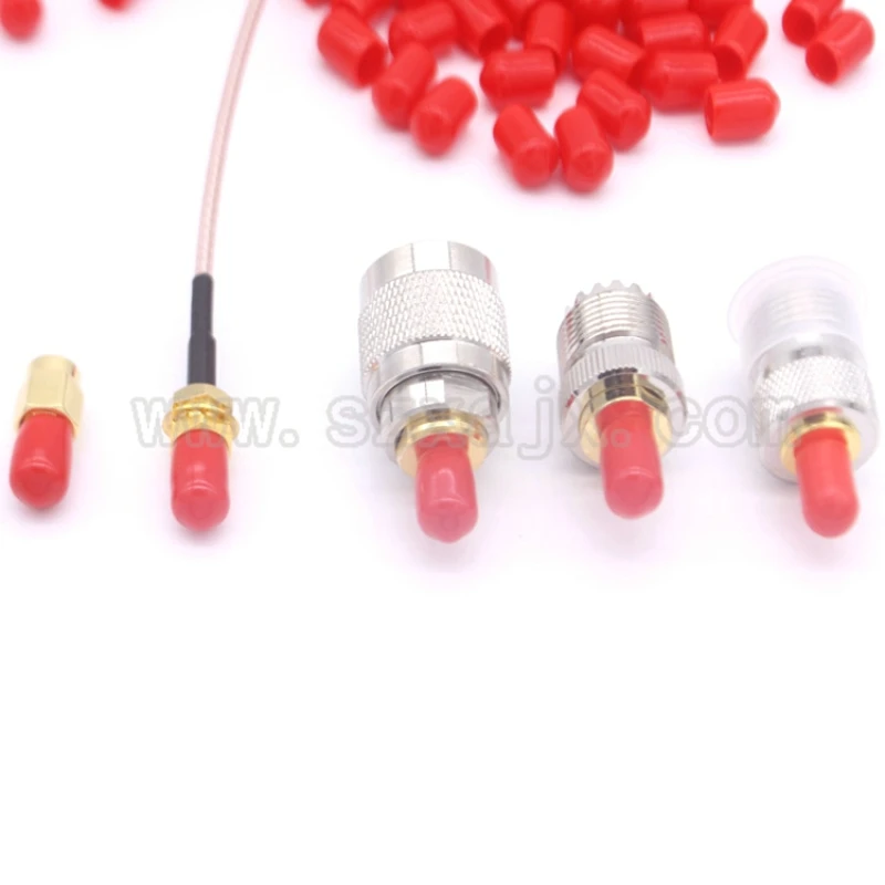 100pcs/lot SMA cap 6mm protective cover Rubber Covers Dust Cap red for SMA connector or metal tubes