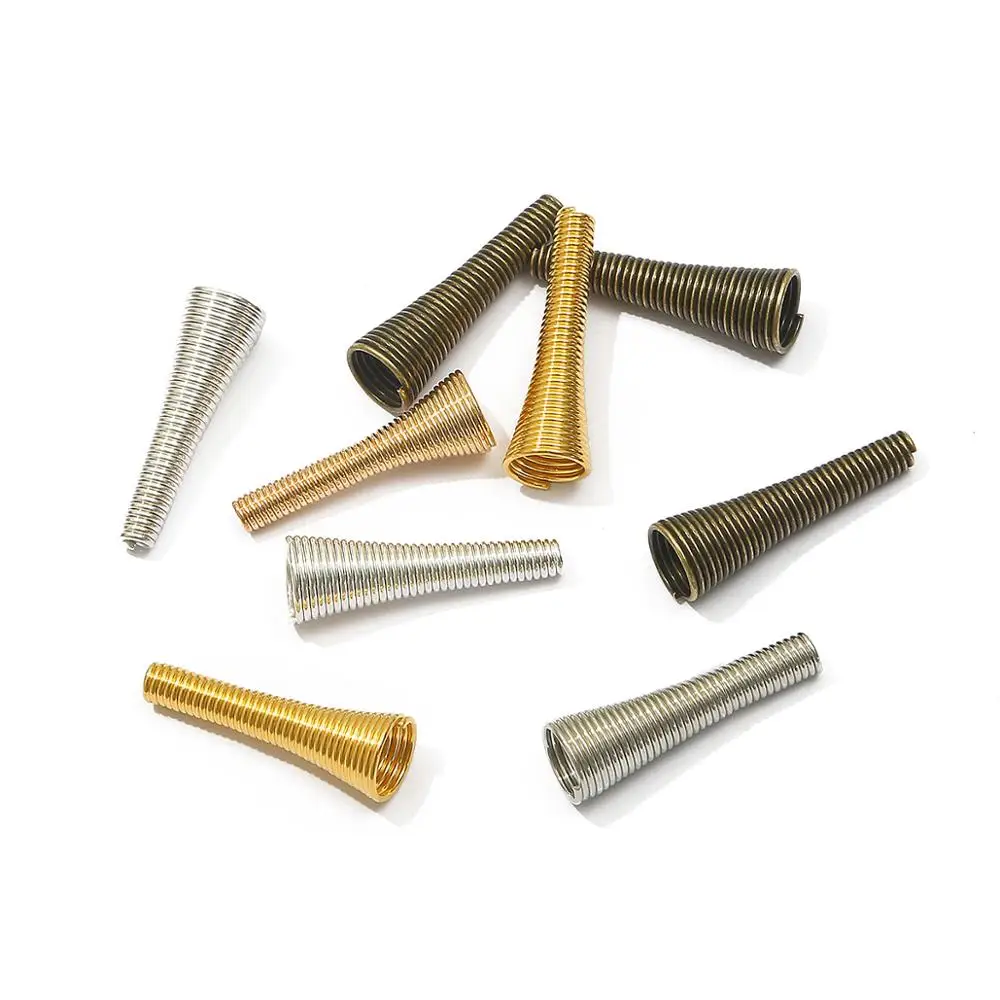 10pcs/lot Metal Spring Funnel Shape Spacer Beads Caps Beading Supplies Cone Spring Coil End caps For Jewelry Makings Accessories