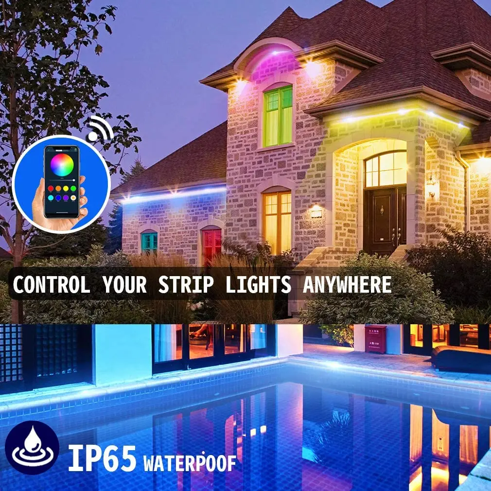 DC12V RGB 5050 LED Strip Light 5m 10m WiFi Bluetooth Smart Phone Controller Lamp Ribbon Waterproof SMD Tape For House Party Decr