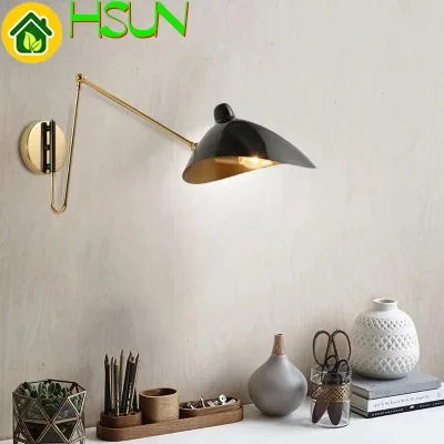 

Led Indoor Adjustable Wall Modern Lamp Fixture Nordic Wrought Iron Golden Bedside Aisel Hotel Wall Sconce Lights Lustre Deco E14