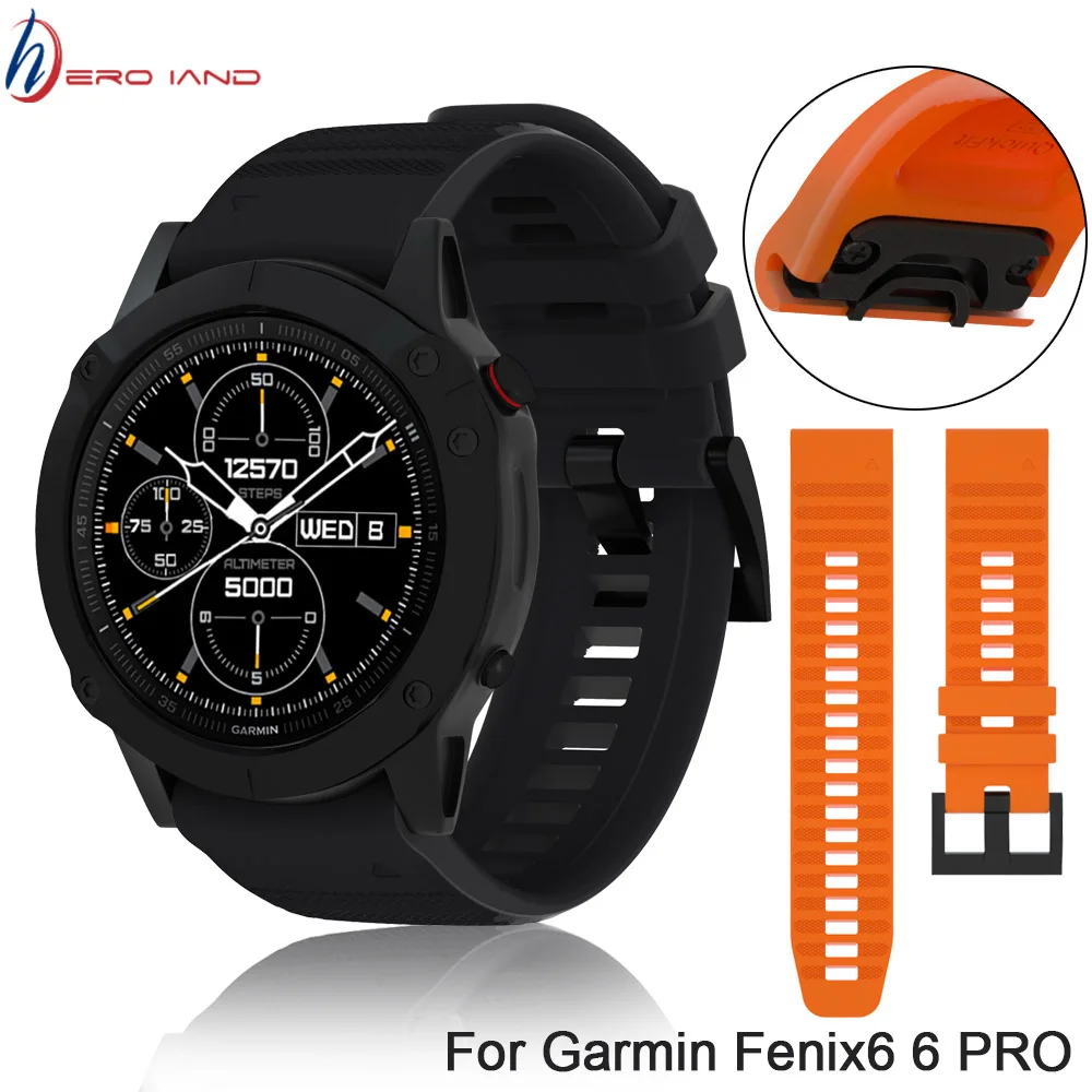 22MM Watchband Strap for Garmin Fenix 6 6 Pro 5 5 Plus GPS Watch Quick Release Silicone Wrist Band Strap for Forerunner 935 945