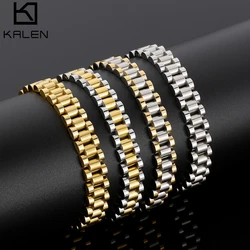 10mm Golden Watch Chain Bracelets For Women Men Stainless Steel Vintage Charm Finesse Jewelery Wholesale Boys Accessories