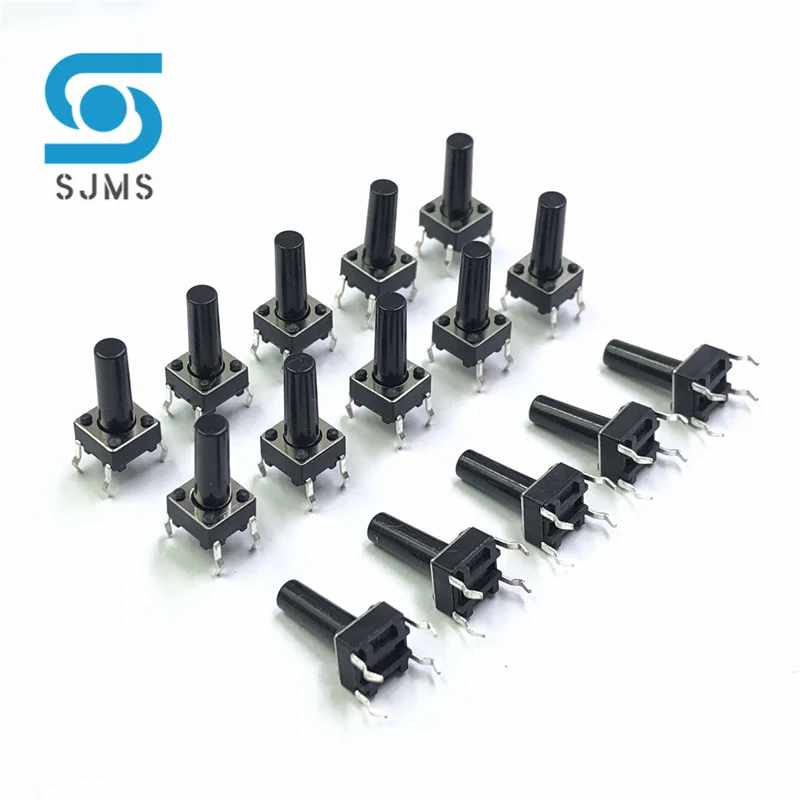 SJMS 20PCS 6*6*13 Tact Switch Push Button DIP 4 Pin Tactile Push button 6X6X13 mm Micro Switch Touch Button Tactile Reset switch