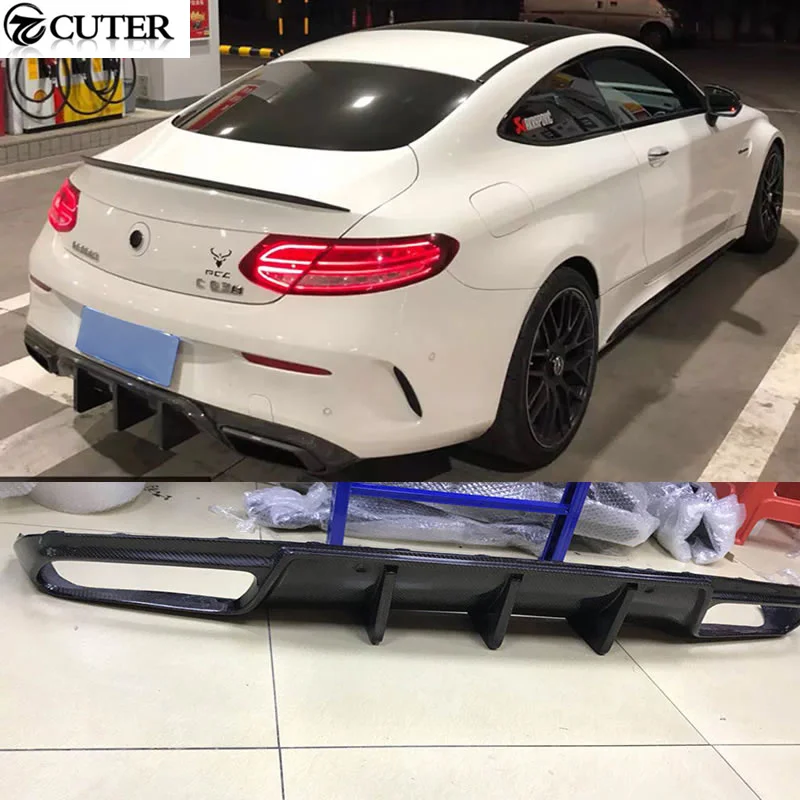 

W205 COUPE C300 C63 AMG carbon fiber rear bumper Lip diffuser For Mercedes-Benz W205 C63 15-UP