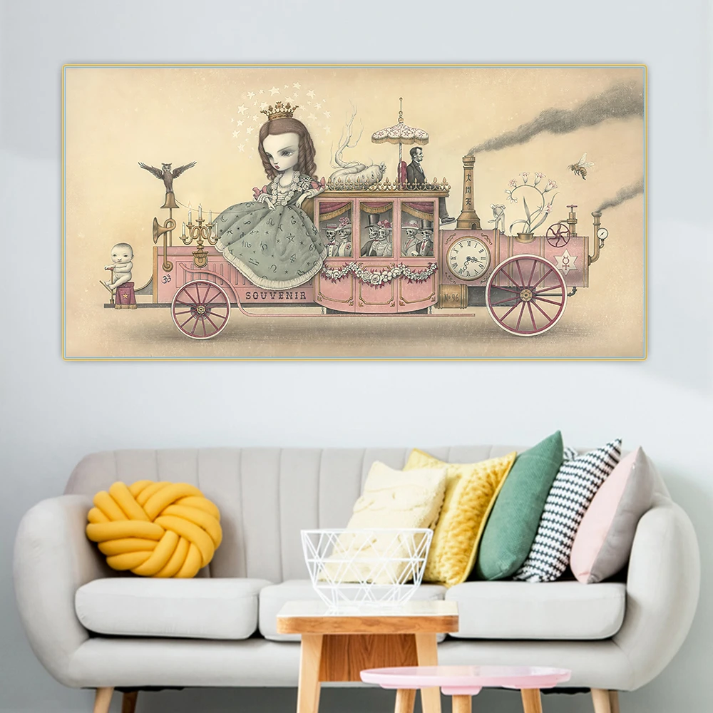 Citon Mark Ryden《Omnibus》Surrealist Canvas Art Oil Painting Artwork Poster Picture Wall Decor Modern Home Living room Decoration