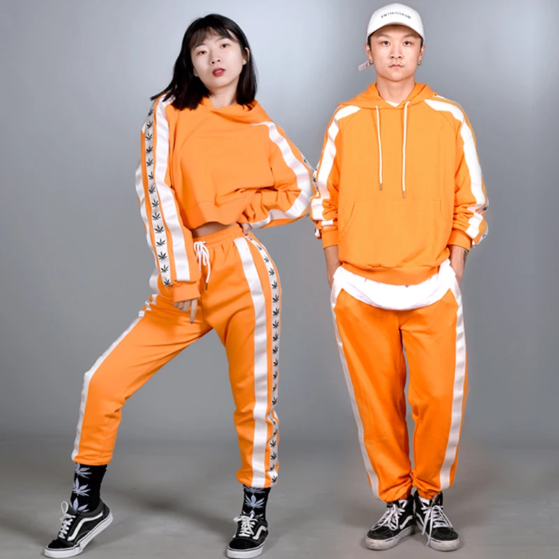 Hip Hop Costumes Women Jazz Dance Performance Clothing Men Street Dancing Outfit Adults Couples Modern Wear 4 Colors DN5391