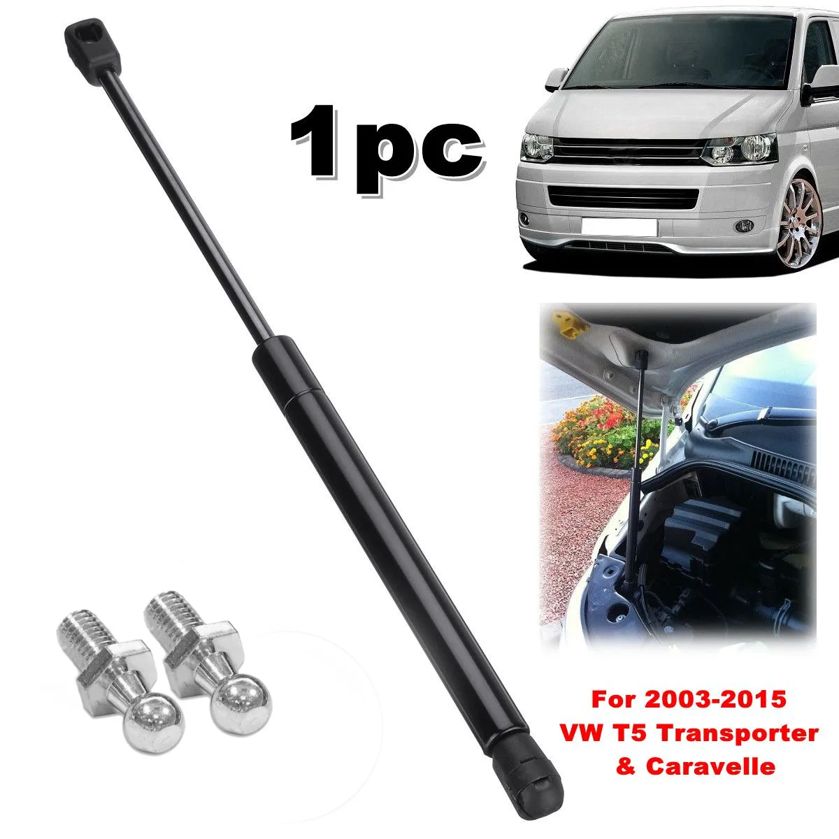 1Pc Front Bonnet Strut Gas Hood Support 7E0823359 For Volkswagen VW T5 Transporter Caravelle 2003-2011 2012 2013 2014 2015