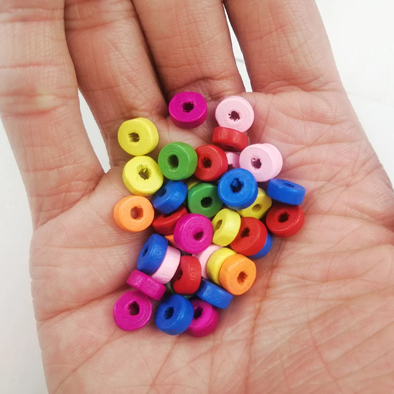 200~300pcs Flat Round Spacer Wooden Beads 3x6/4x8mm Wood Loose Beads for Jewelry Making Handmade Bracelet DIY Craft Findings
