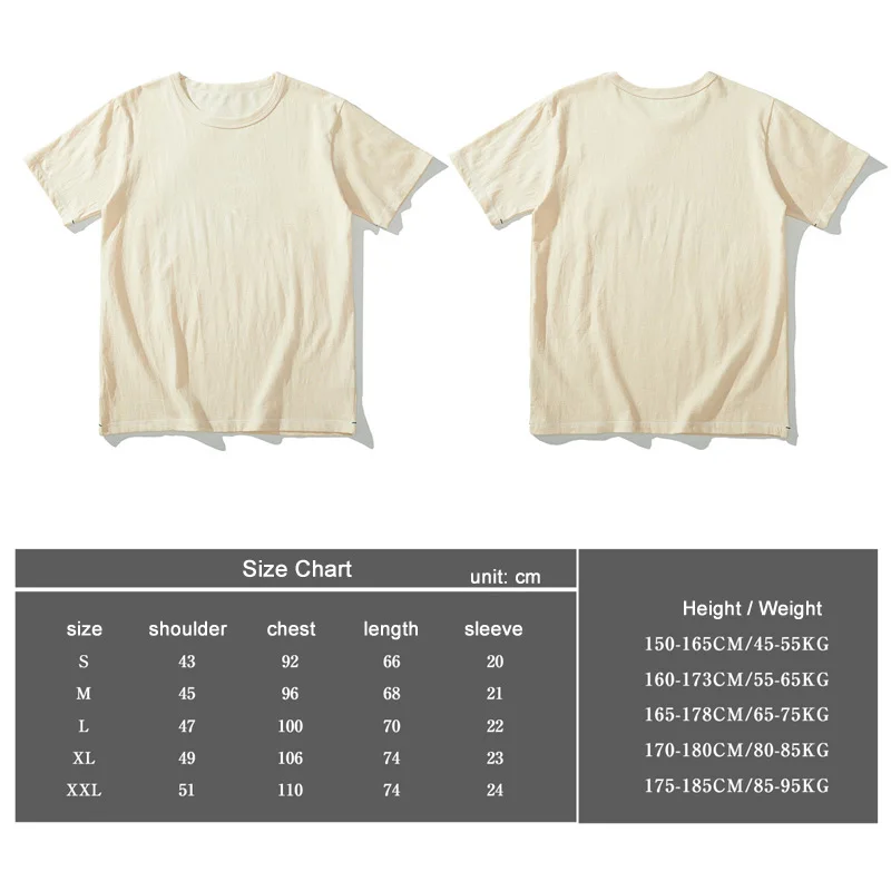 Students T-shirt for men Casual Reading Basic T shirt 100% Cotton Embryo Cloth Original Color Short-sleeved T shirts Men Summer