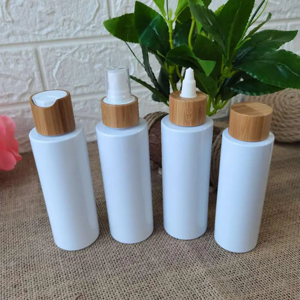 Wholesale Eco Friendly bamboo Lotion Pump Bottle Pet  Plastic Bottle Shampoo Bottle  Haircare Products hair product packaging