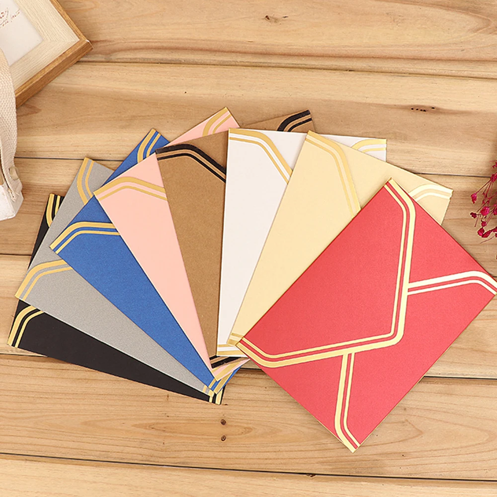 10pcs Retro Vintage Blank Craft Paper Gold Stamping Envelopes For Letter Greeting Cards Wedding Party Invitations 125x175mm