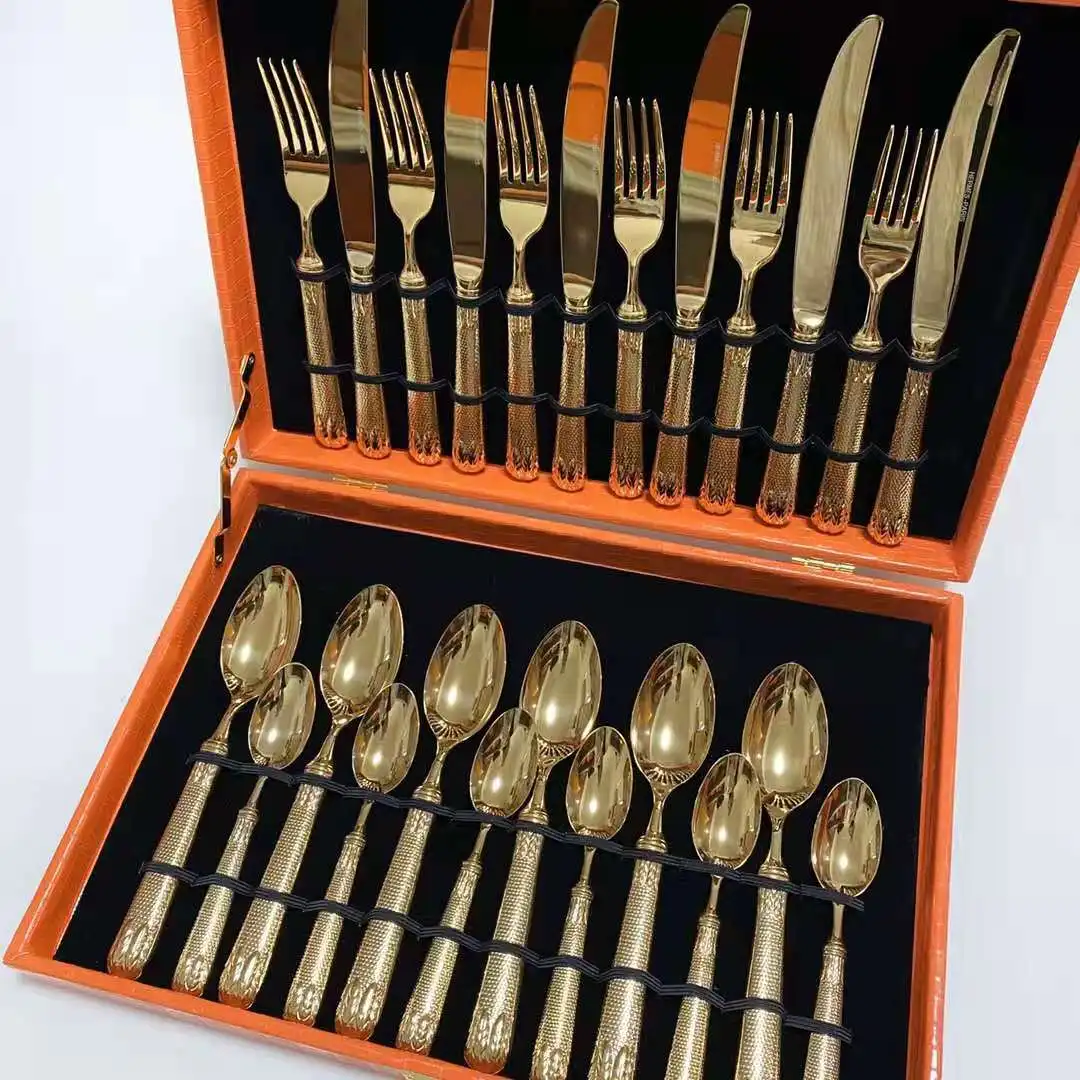 24 pieces 6 peoples western cutlery set 304 stainless steel dinnerware set  gift