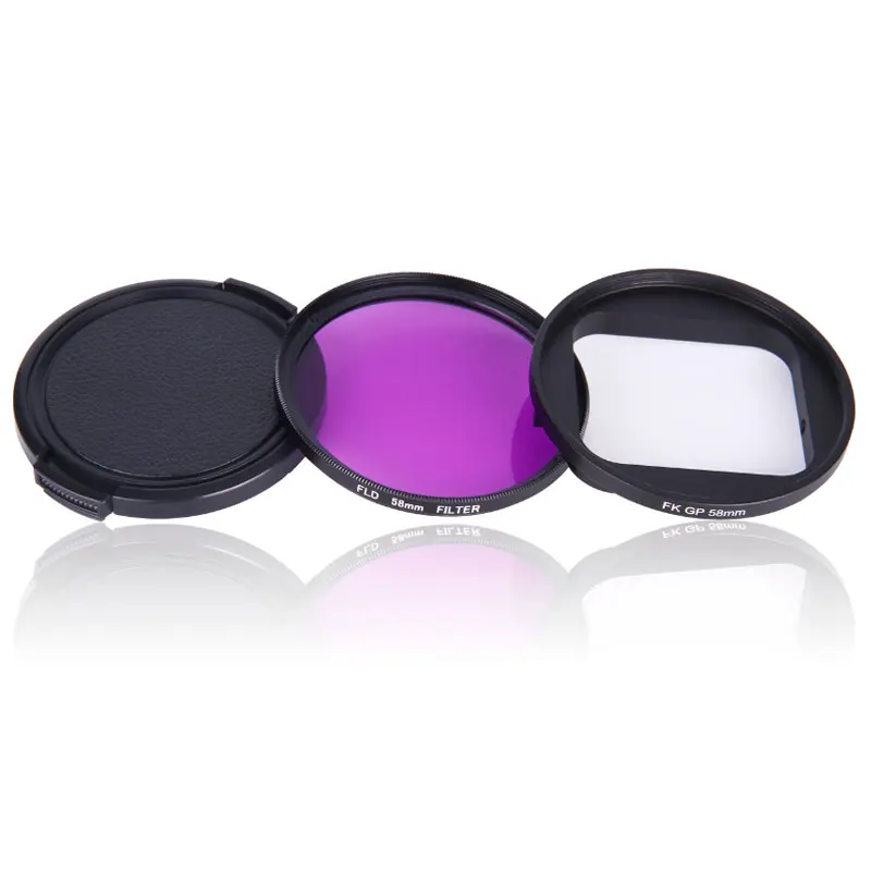 58mm UV CPL FLD Red Yellow Purple Orange Color Filter +Lens Cap+ Adapter Ring for gopro Hero 5 6 Waterproof Housing Case Filter