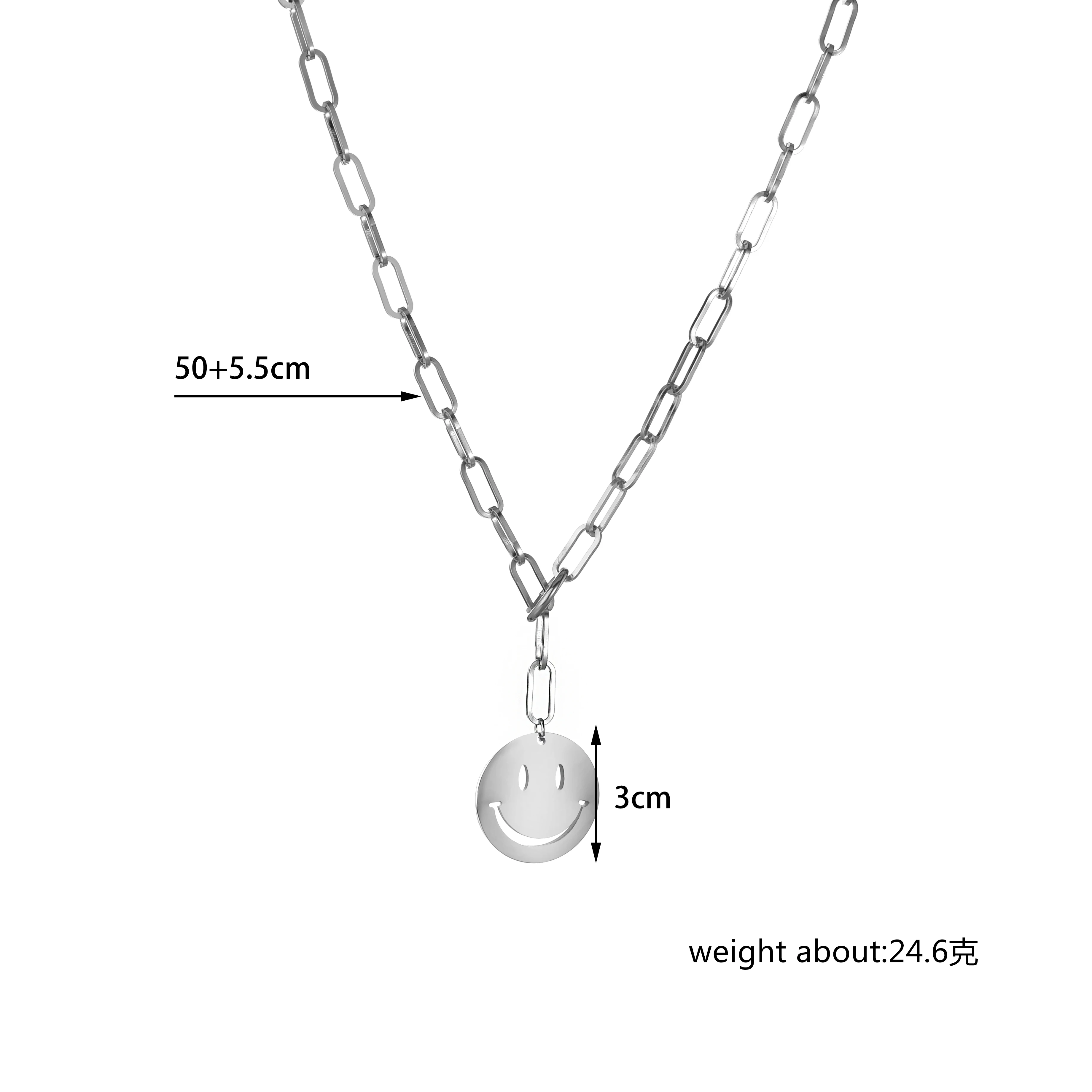 Akizoom Stainless Steel Necklaces New Charms Pendant Link Chain Silver Color Necklace for Women Jewelry Party Gift Wholesale