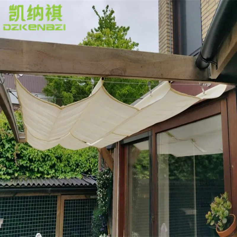 3 M x 4 M length Customized Manual Telescopic Wave Sun Shade Sail Retractable Shade Canopy Replacement Cover for Pergola Frame