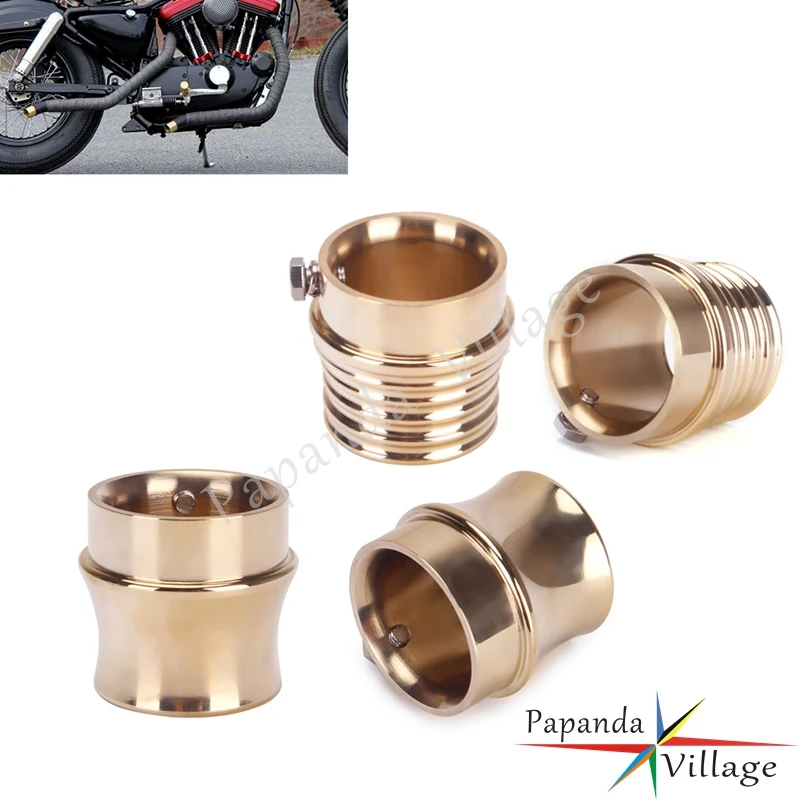 

2 Pcs Solid Brass Exhaust Tip for 2.5" 2" Muffler Pipe Universal Exhaust End Tip Cap for Harley BSA XS650 Chopper Custom