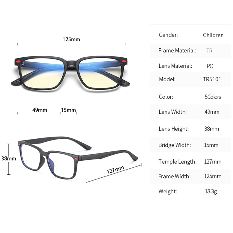 MAXJULI Blue Light Blocking Glasses For Youth Boys Girls Fashion Flexible TR90 Frame Plain Computer Gaming Glasses Eyewear 6601