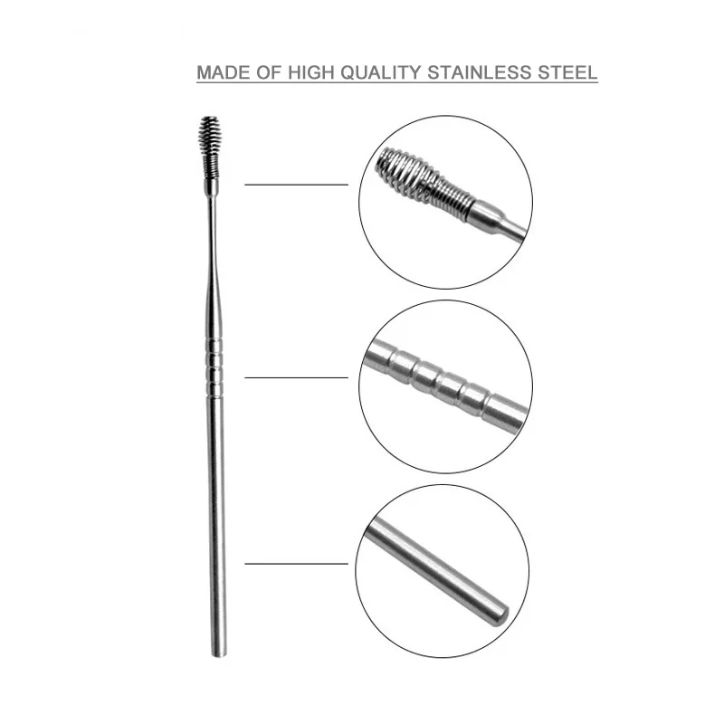 1-5 Pcs Kreatif Stainless Steel Earpick Sprial Musim Semi Kepala Telinga Alat Bersih untuk Anak Dewasa Kit Pertolongan Pertama perlengkapan