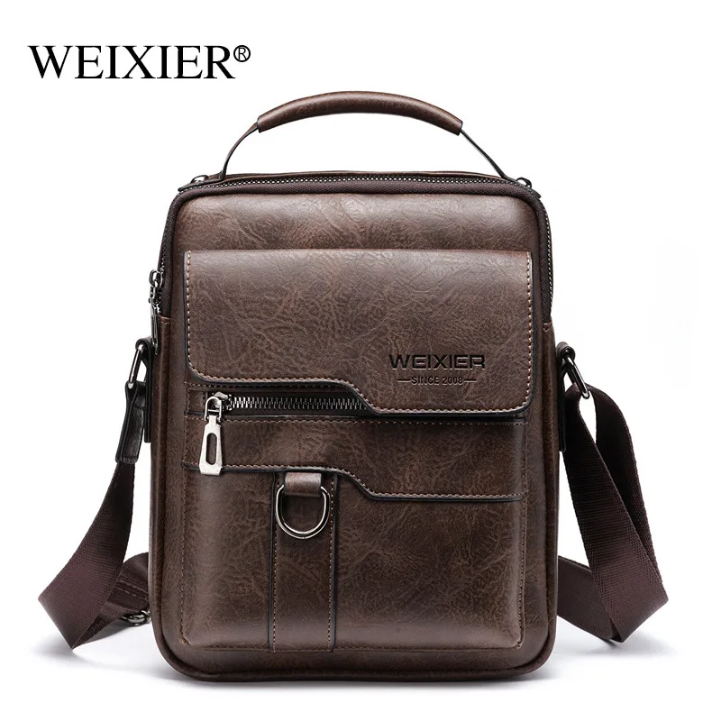 weixier messenger bag men\'s shoulder bag retro leather vertical handbag business men\'s casual leather bag men bag crossbody bags