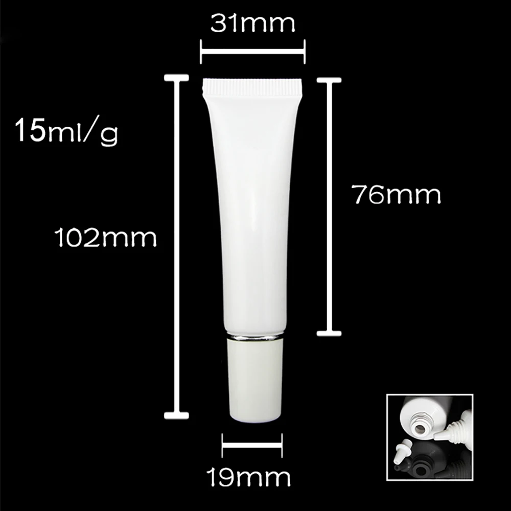 

15g Empty Lipstick Tube,Makeup Squeeze Sub-bottling 15ml white plastic cosmetic cream tube