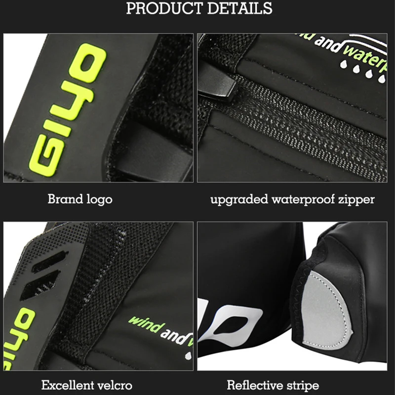 GIYO Waterproof Cycling Overshoes Bicycle Shoes Covers Bike Reflective Windproof MTB Road Winter Fleece Warm Bike Lock Protector