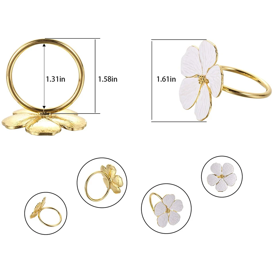 6PCS Plum Blossom Napkin Buckle, Bloom Napkin Ring,Flower Types Decoration Napkin Holder for Hotel Parties Feast Dining Table