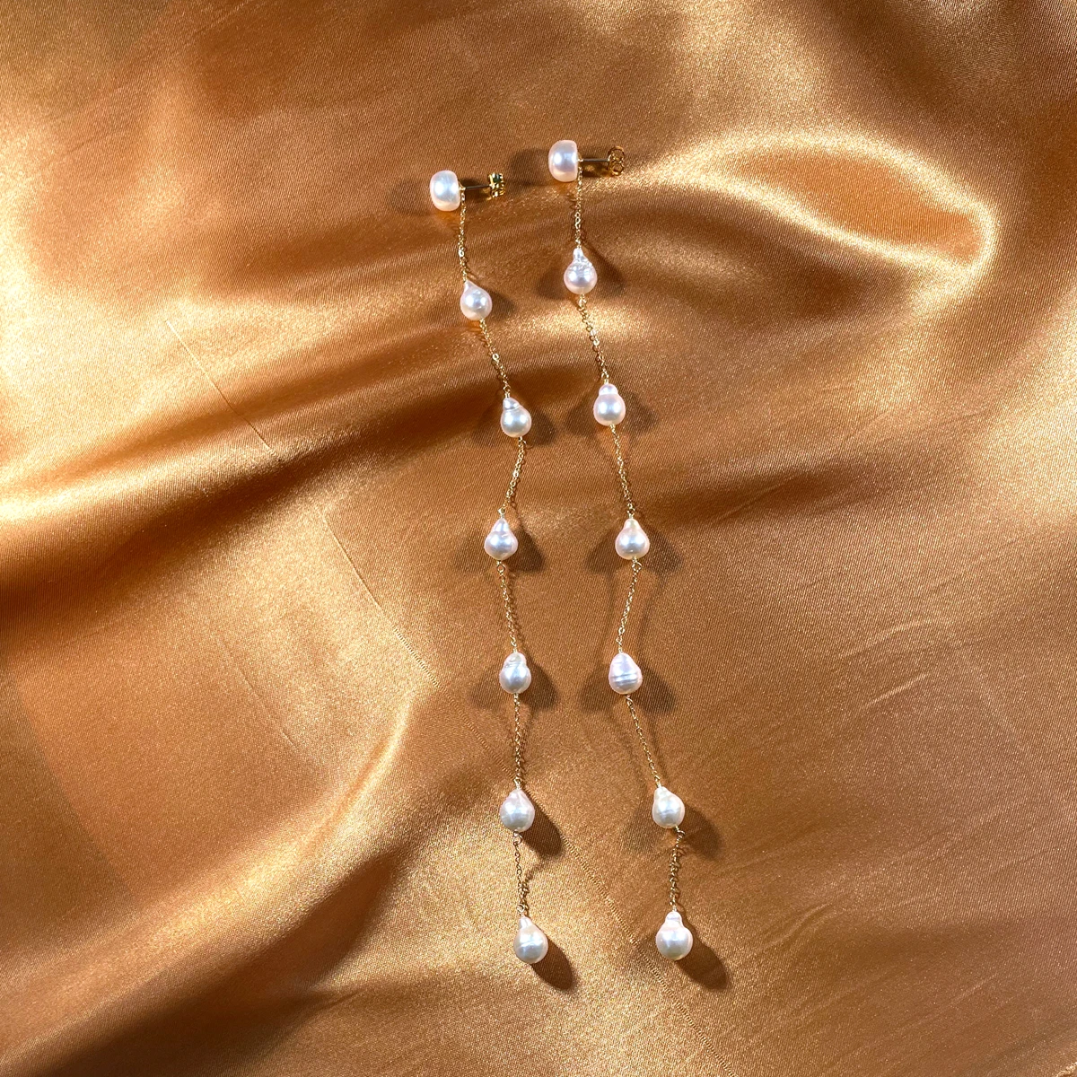 

Lii Ji Boho Real 925 Sterling Silver Pearl Earrings Baroque Pearl Long Stud Earring Wedding Jewelry Gift