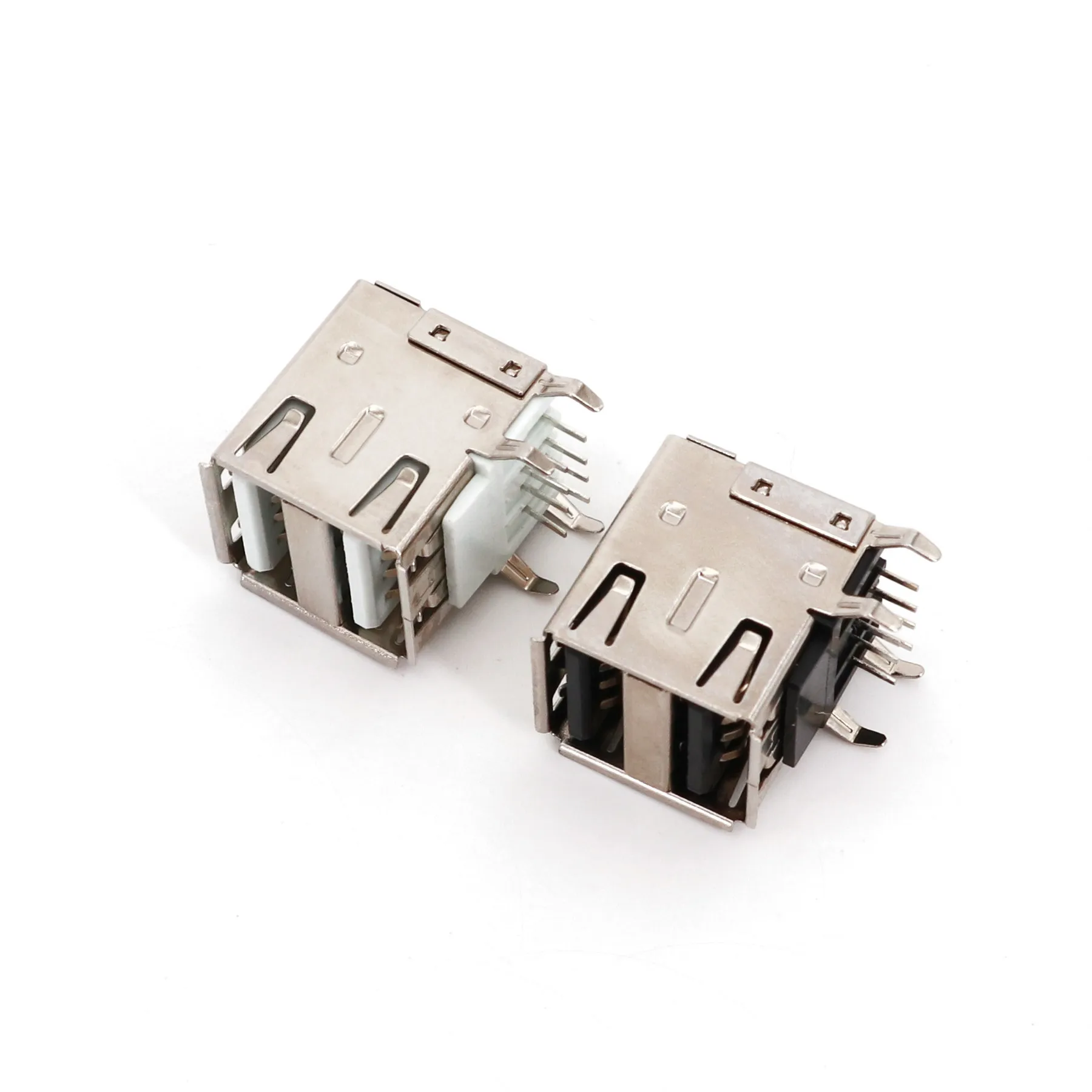 10Pcs USB Dual Port Type A 8Pin Right Angle Female Socket PCB Mount Solder Connector