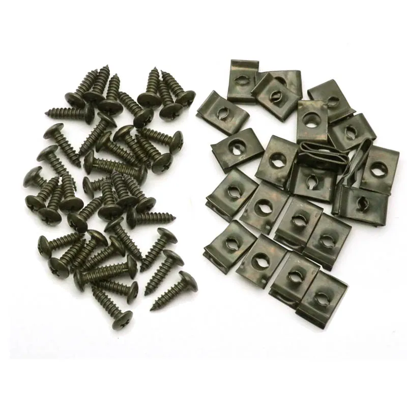 

50pcs Motorcycle Car Scooter ATV Moped Ebike Plastic Cover Metal Retainer Self-tapping Screw and Clips M4 M5 4.2mm 4.8mm