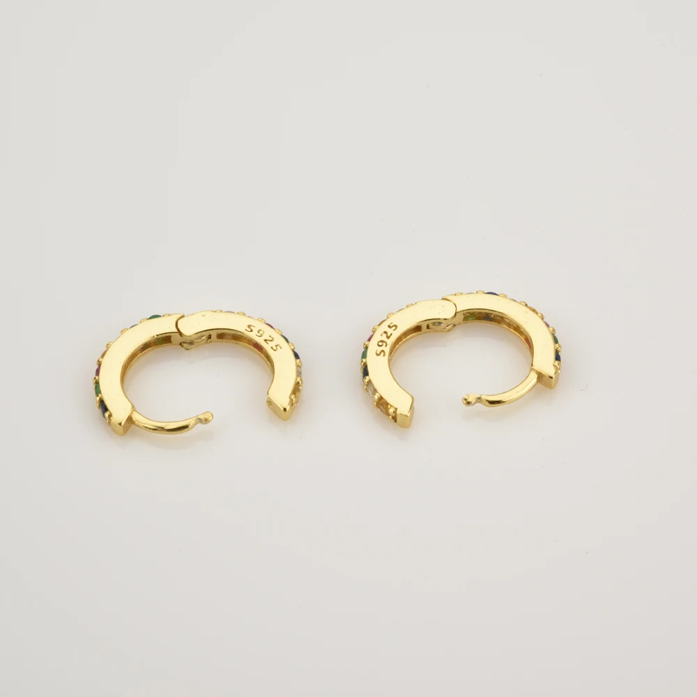 Imagen 3: ANDYWEN-Huggies pequeños transparentes de Plata de Ley 925 para mujer, aros de cristal de lujo a la moda, Piercing, joyería Ohrringe