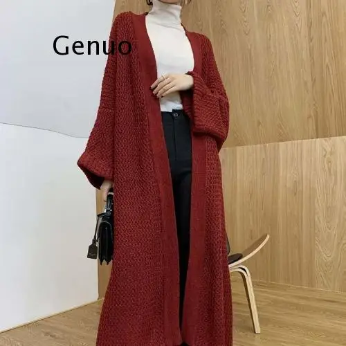 Casual Cardigans Long Sweater Women Long Sleeve Knit Cardigan Oversized Solid Loose Cardigan Coat Women Korean Winter