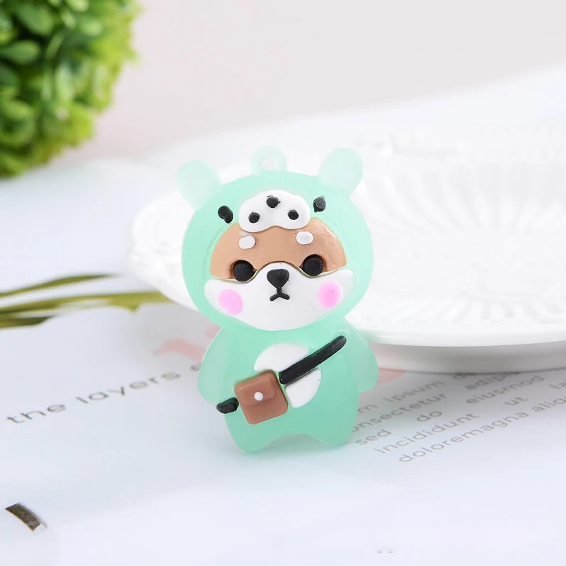 LED Light Glow PVC Cartoon Shiba Inu Crystal Doll Keychain without chain Decor Cute Animals Doll Student School Bag Pendant